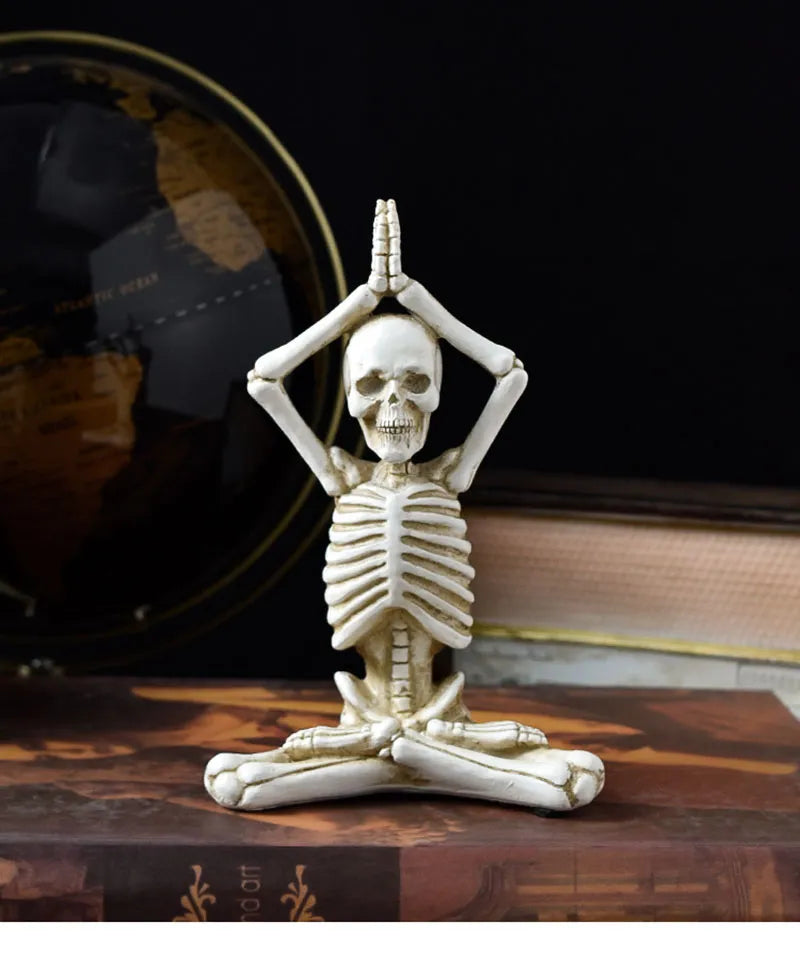 Halloween Horror Desktop Decoration Resin Ornaments Feature Modeling Yoga Skull Skeleton