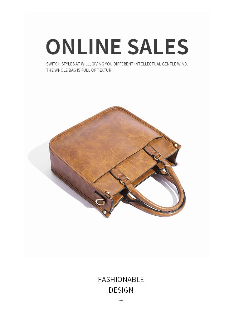 Soft Leather Large Capacity Crossbody Shoulder Tote Bag