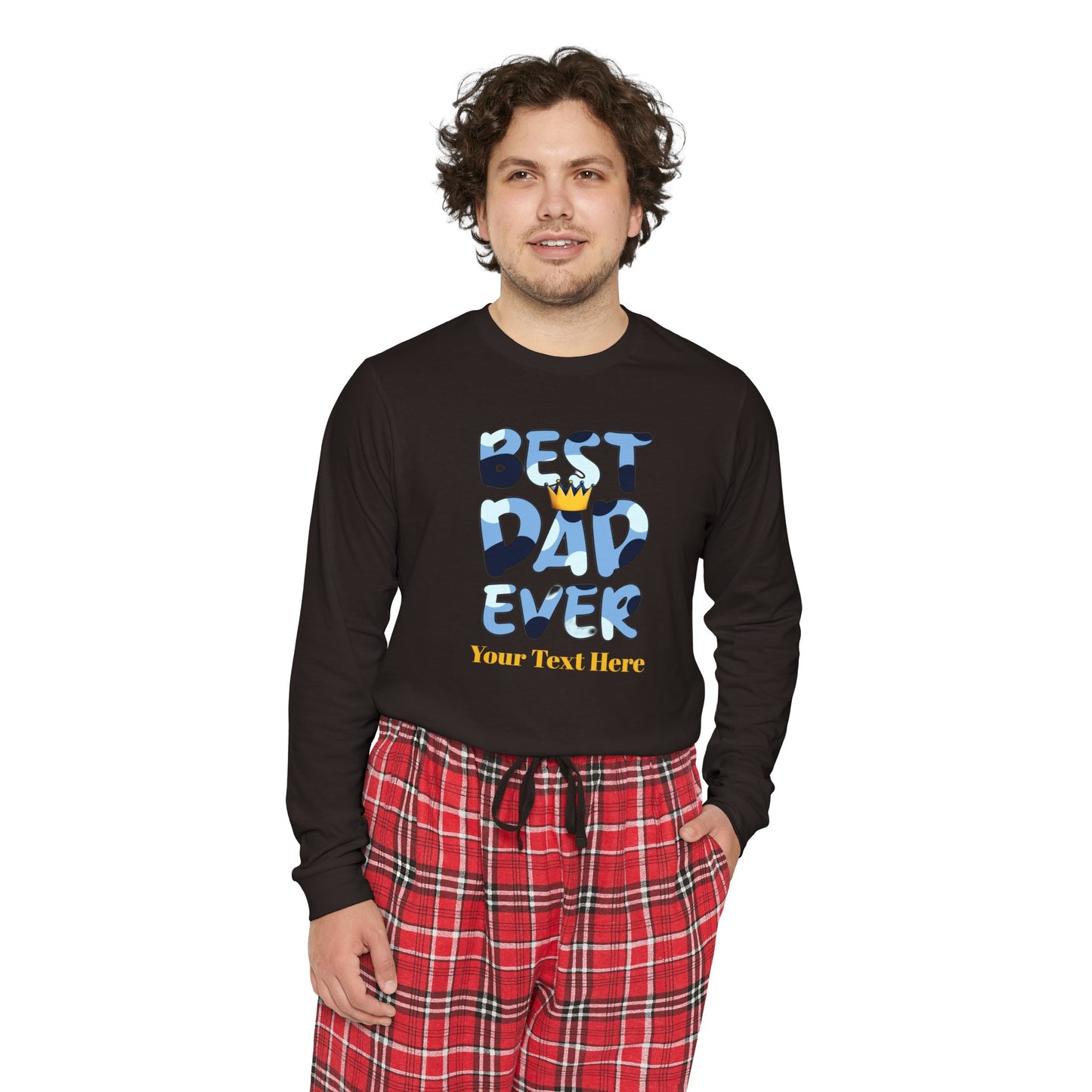 Men's Long Sleeve Pajama Set - Personalize With DAD Messages