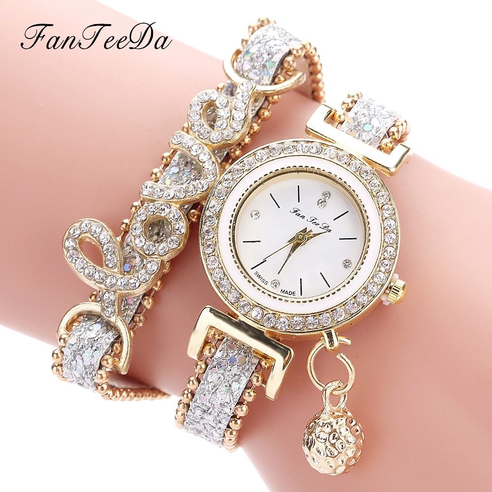 Brand Women Bracelet Watches Ladies Watch Rhinestones Clock Womens Fashion Dress Wristwatch