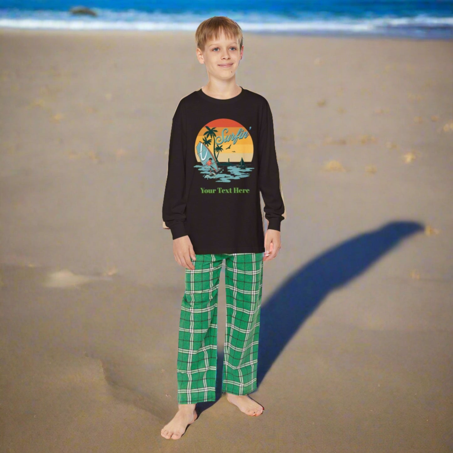 Youth Long Sleeve Holiday Outfit Set - Personalize With Beach Themes