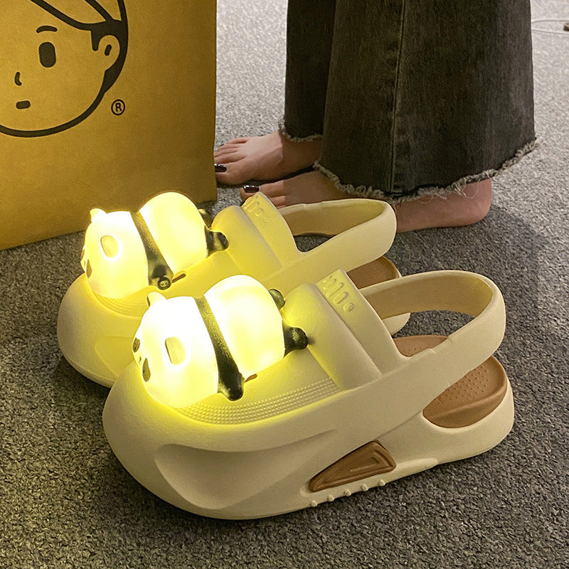 2024 Cute Slipper With Panda Lamp Summer Sandales Femme Light Funny Woman Slippers Shoes Women