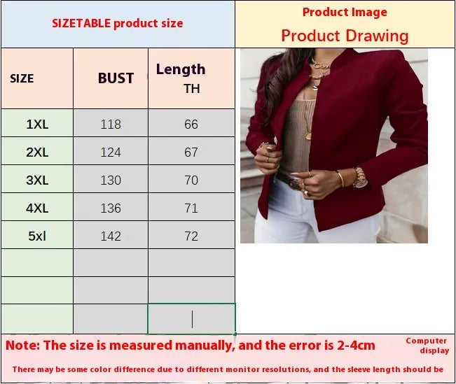 Fashion Solid Color Stand Collar Long Sleeve Women's Clothing Jacket