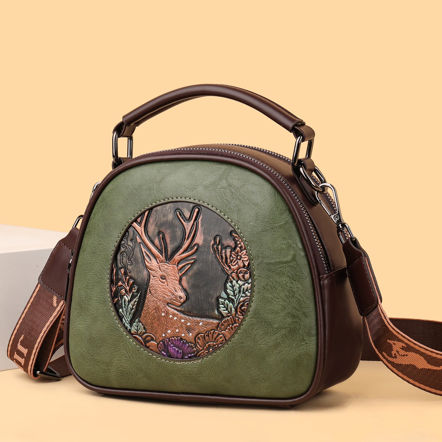 Retro Embossing Large Capacity Women's Handbag All-matching