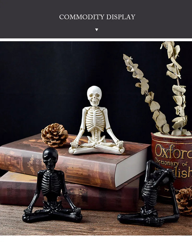 Halloween Horror Desktop Decoration Resin Ornaments Feature Modeling Yoga Skull Skeleton