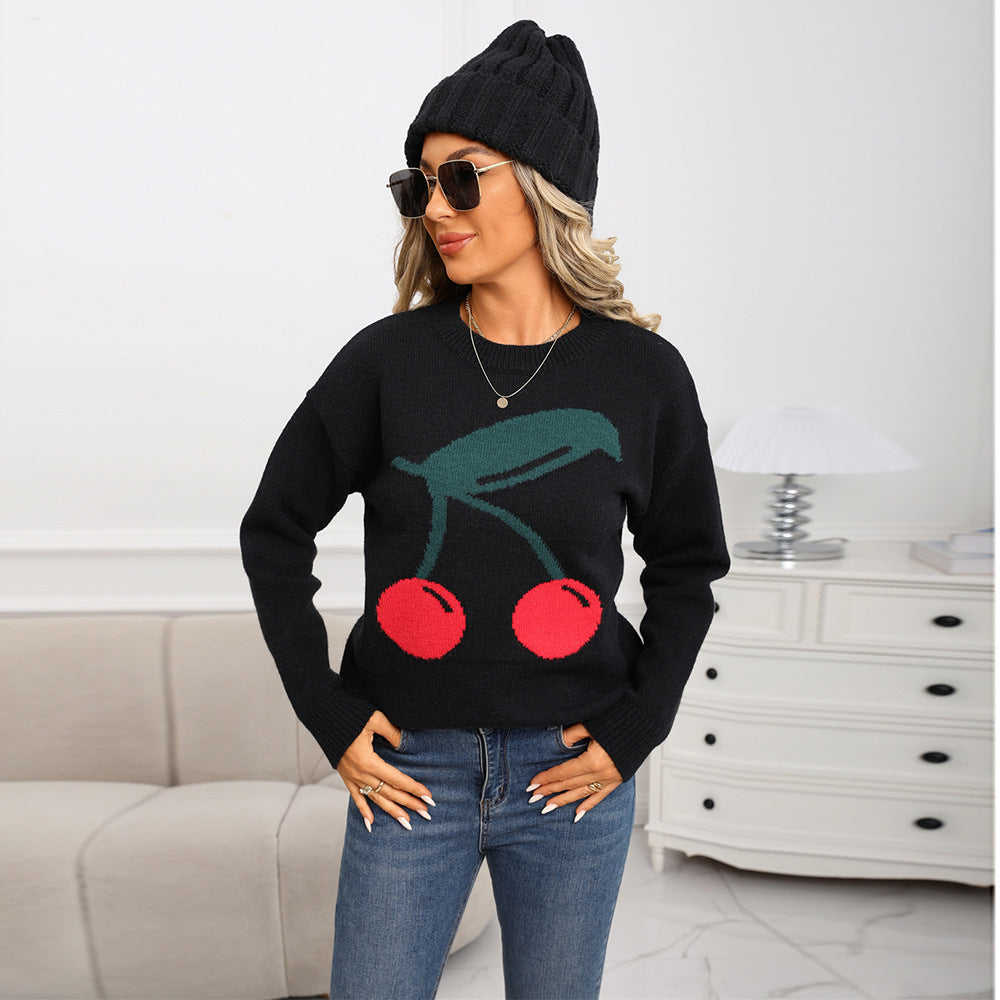 Cute Cherry Shirt Casual All-matching Fashion Sweater