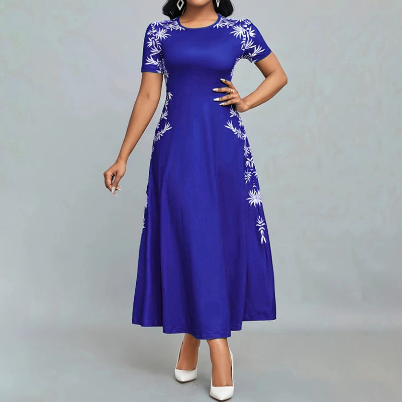 Women's Elegant Short Sleeve Maxi Dresses Casual Empire Waist Long Dress-FREE USA SHIPPING