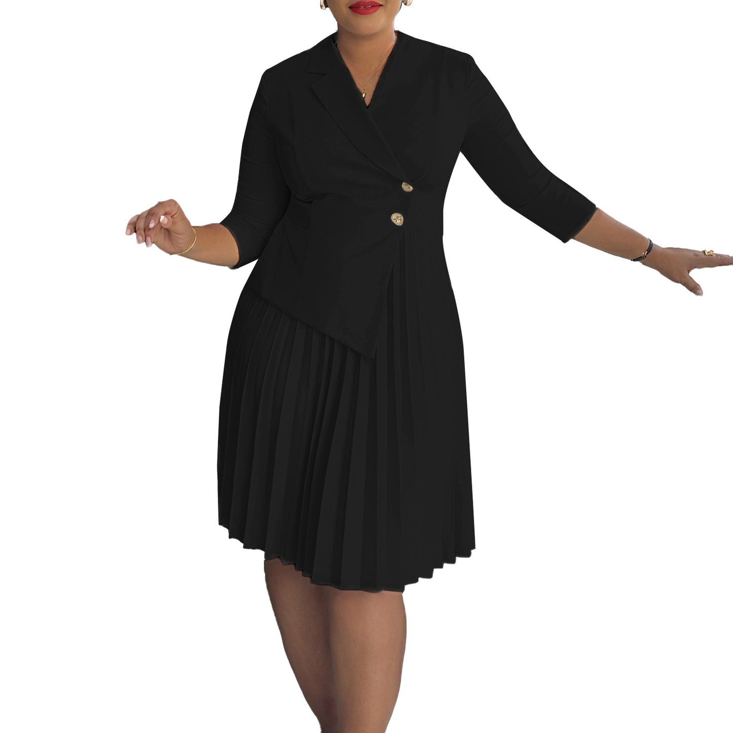 Plus Size Fashionable Elegant Pleated Dress