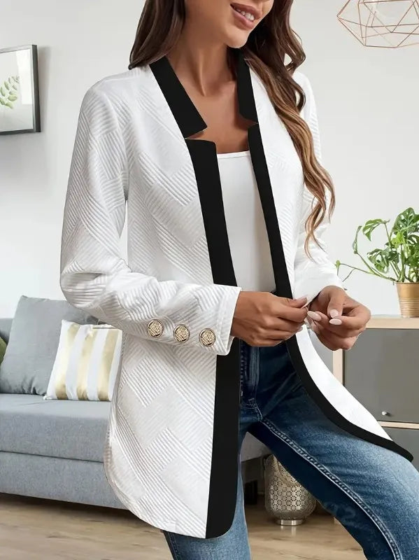 Fashionable Color-blocked Gold Cufflinks Jacket And Suit For Women