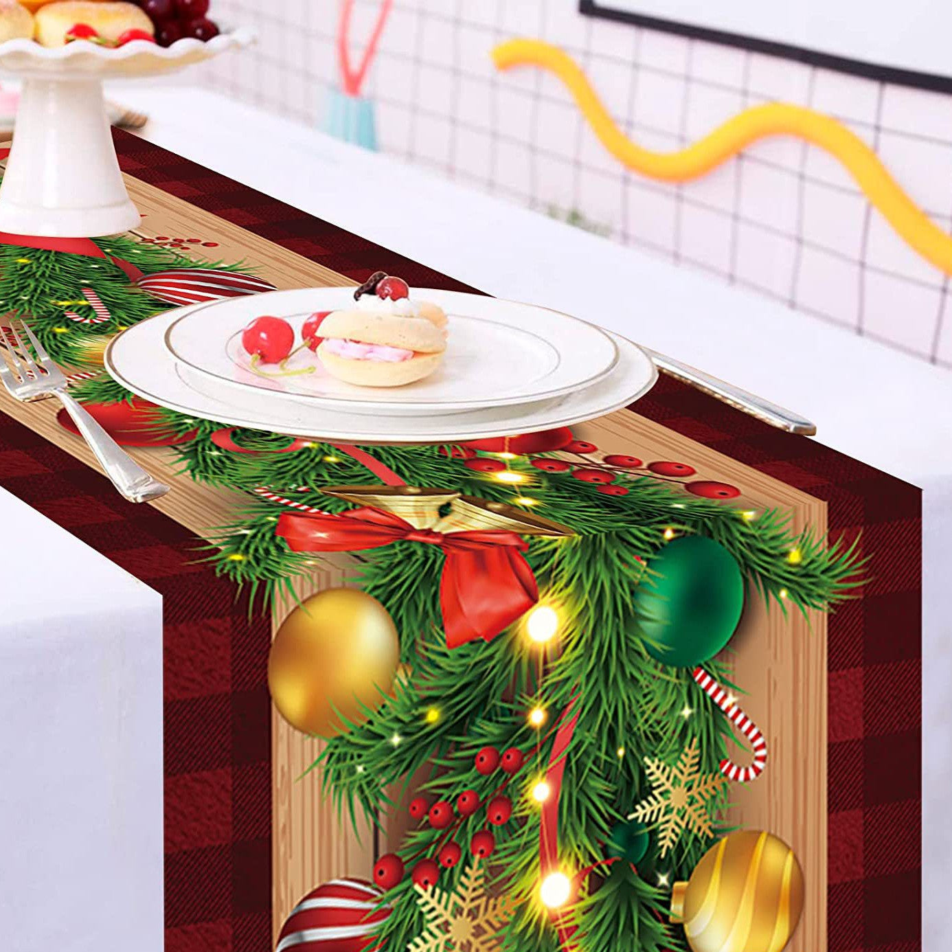 Linen Table Runner Christmas Home Dining Roomliving Room Holiday Decoration Tablecloth