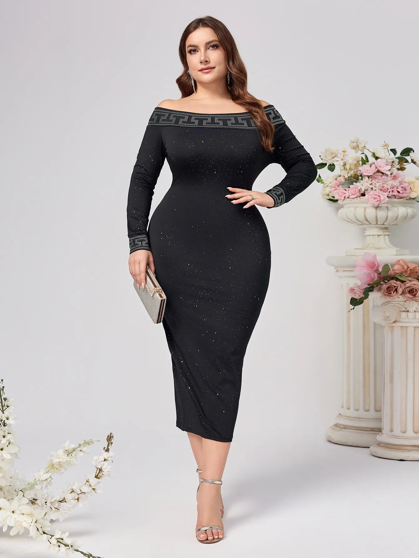 Autumn And Winter Long Sleeve Slim-fit Sequined Dress