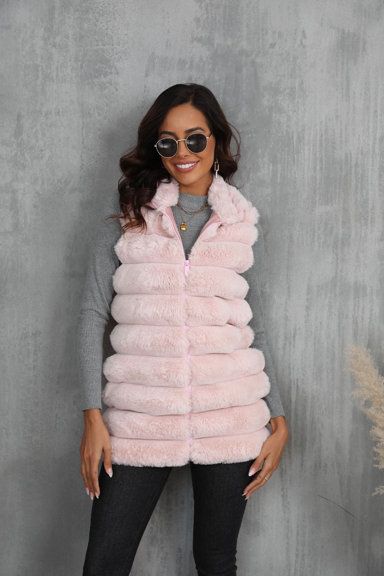 Mid-length Autumn And Winter New Faux Fur Vest For Women