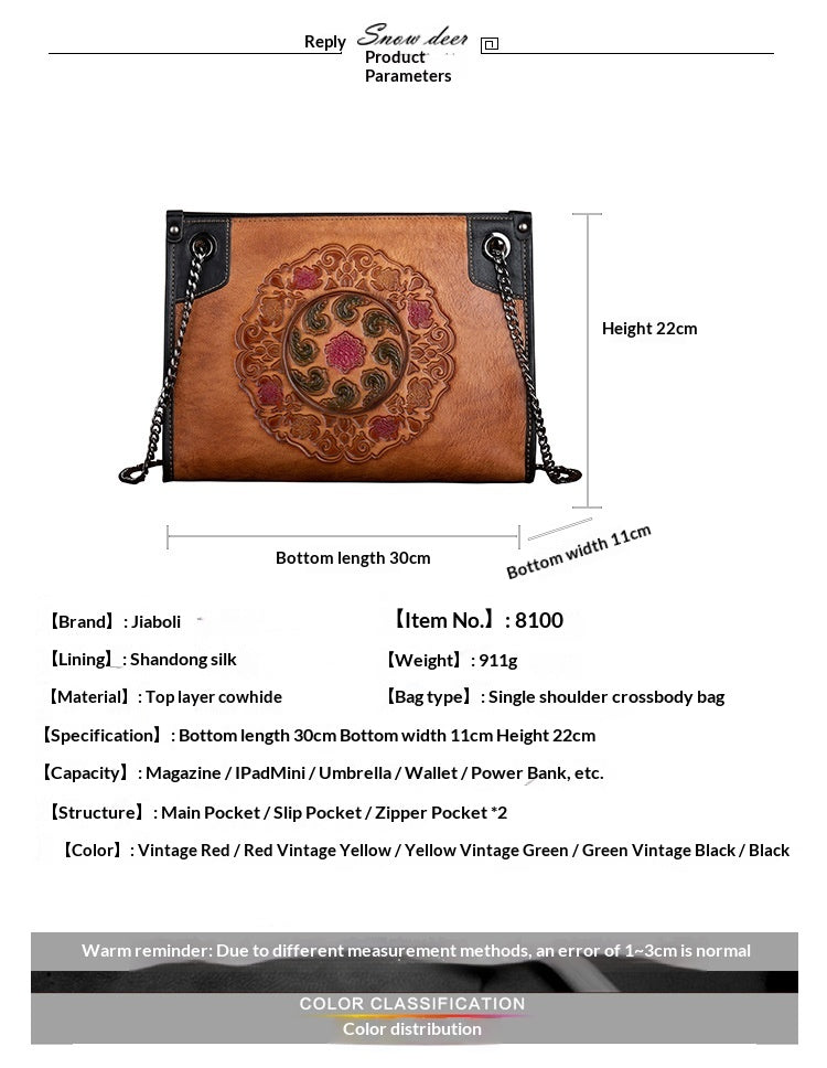 Large-Capacity ShoulderCrossbody Top-Grain Leather Tote Bag