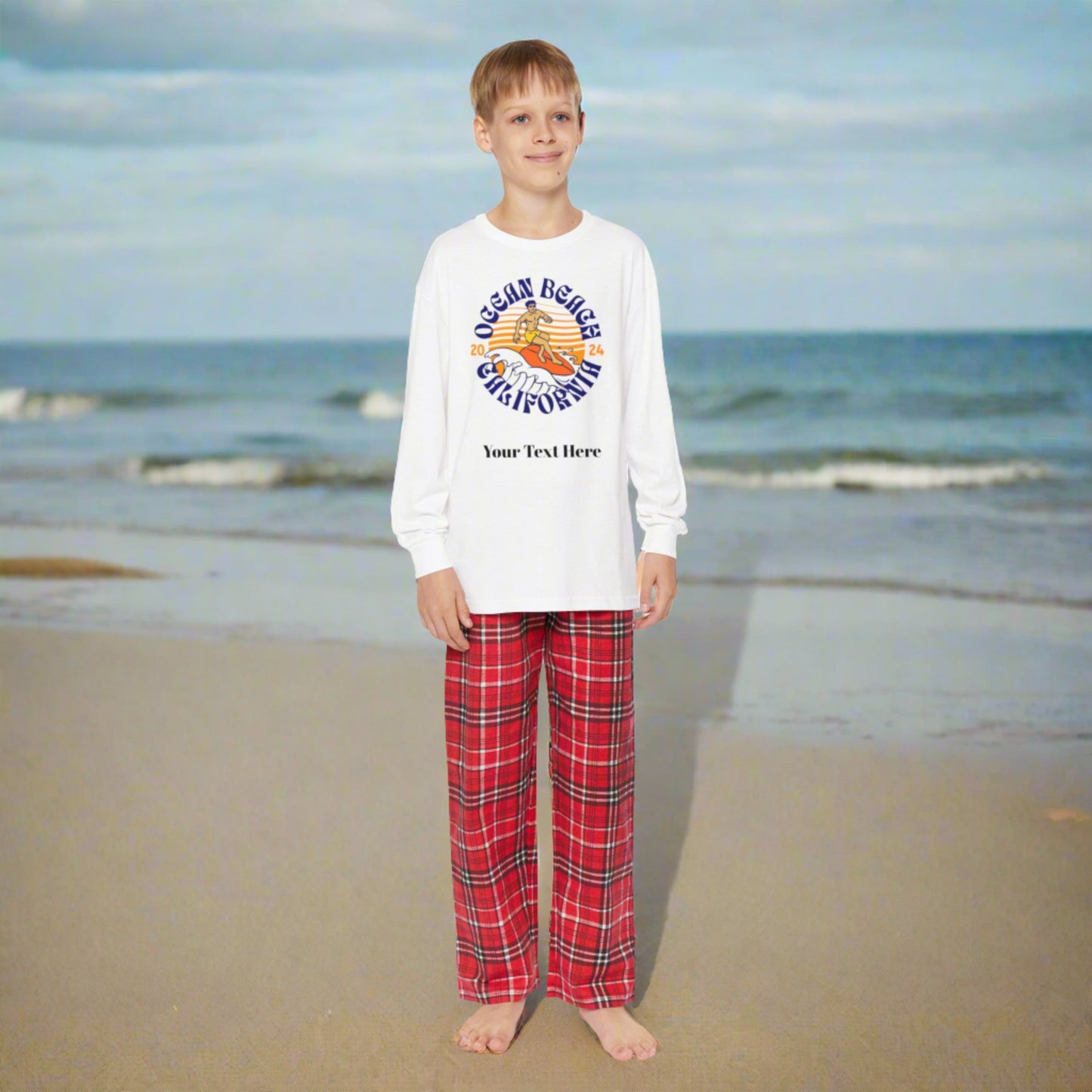 Youth Long Sleeve Holiday Outfit Set - Personalize With Beach Themes