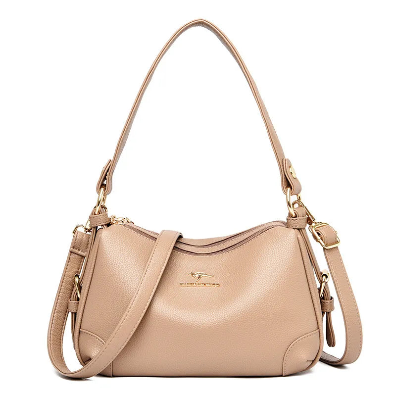 Women's Bags, Solid Color Bags, Ladies Fashion Soft Leather Large-capacity One-shoulder Messenger Bag