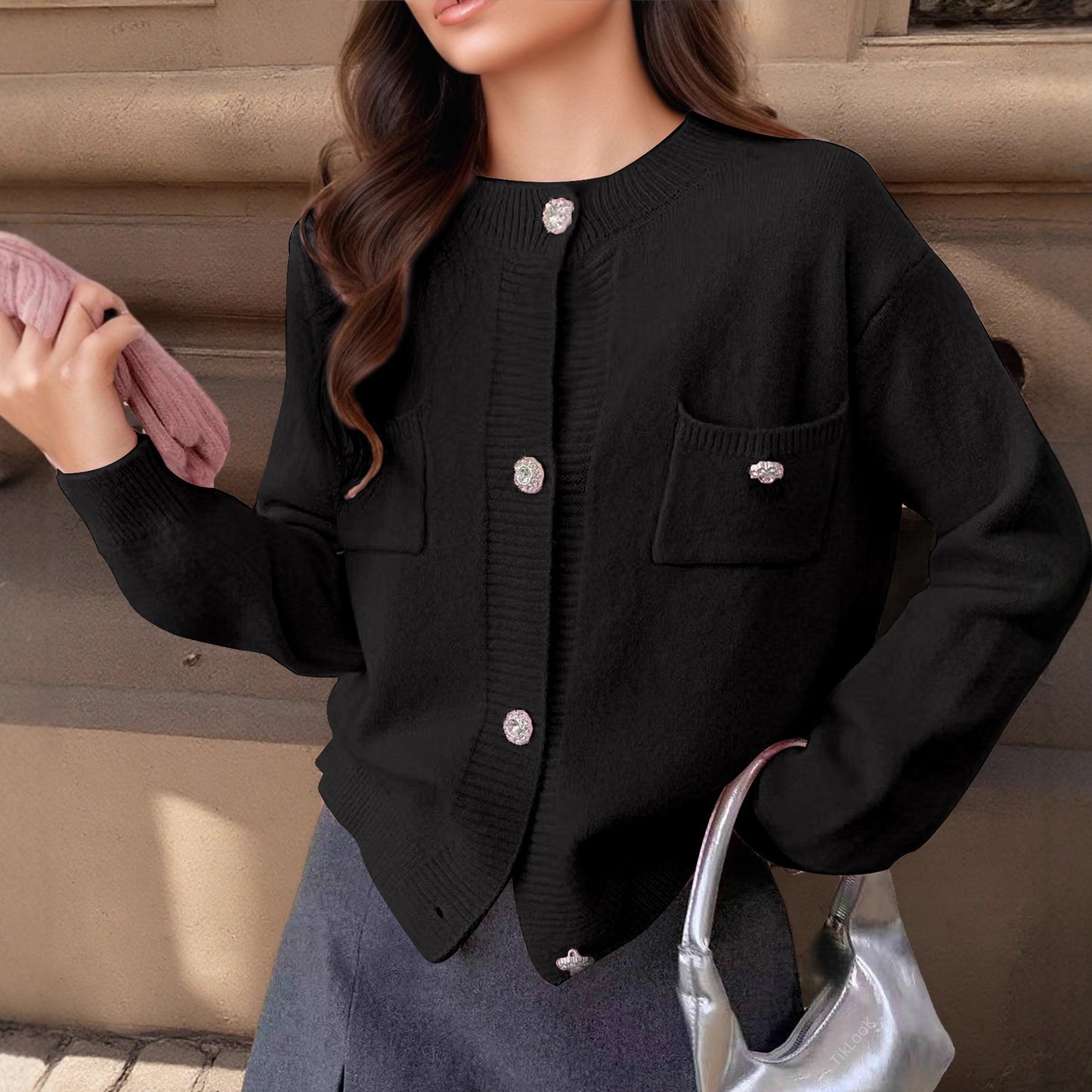 Women's Long-sleeved Knitted Cardigan Simple Coat