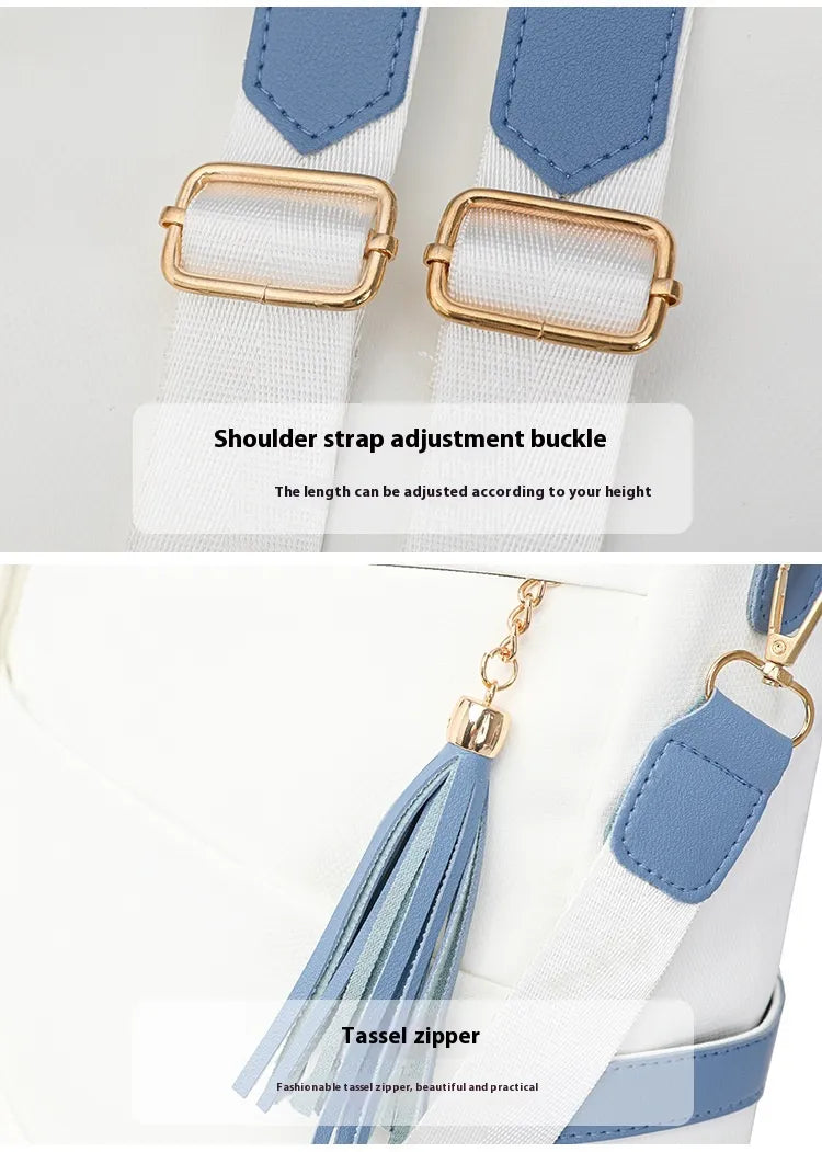 Oxford Cloth Stitching Women'S Backpack Anti-Theft Back Zipper Girls Schoolbag Casual Travel Double Shoulder Backpack