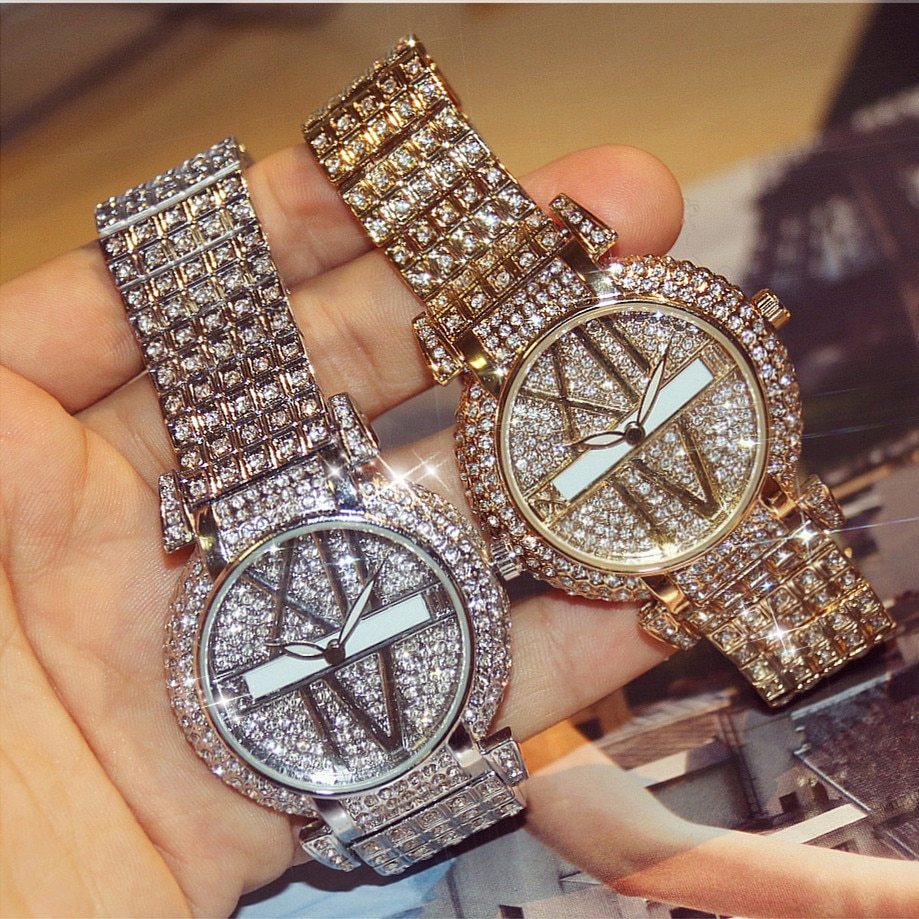 Luxury Diamond Women Watches Fashion Brand Stainless Steel Bracelet Wrist Watch Women Design Quartz Watch Clock