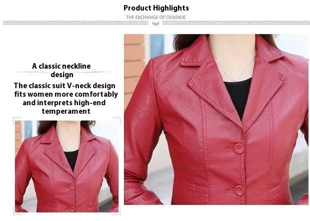 Leather Coat Women Fall Short Western Style All-matching Women
