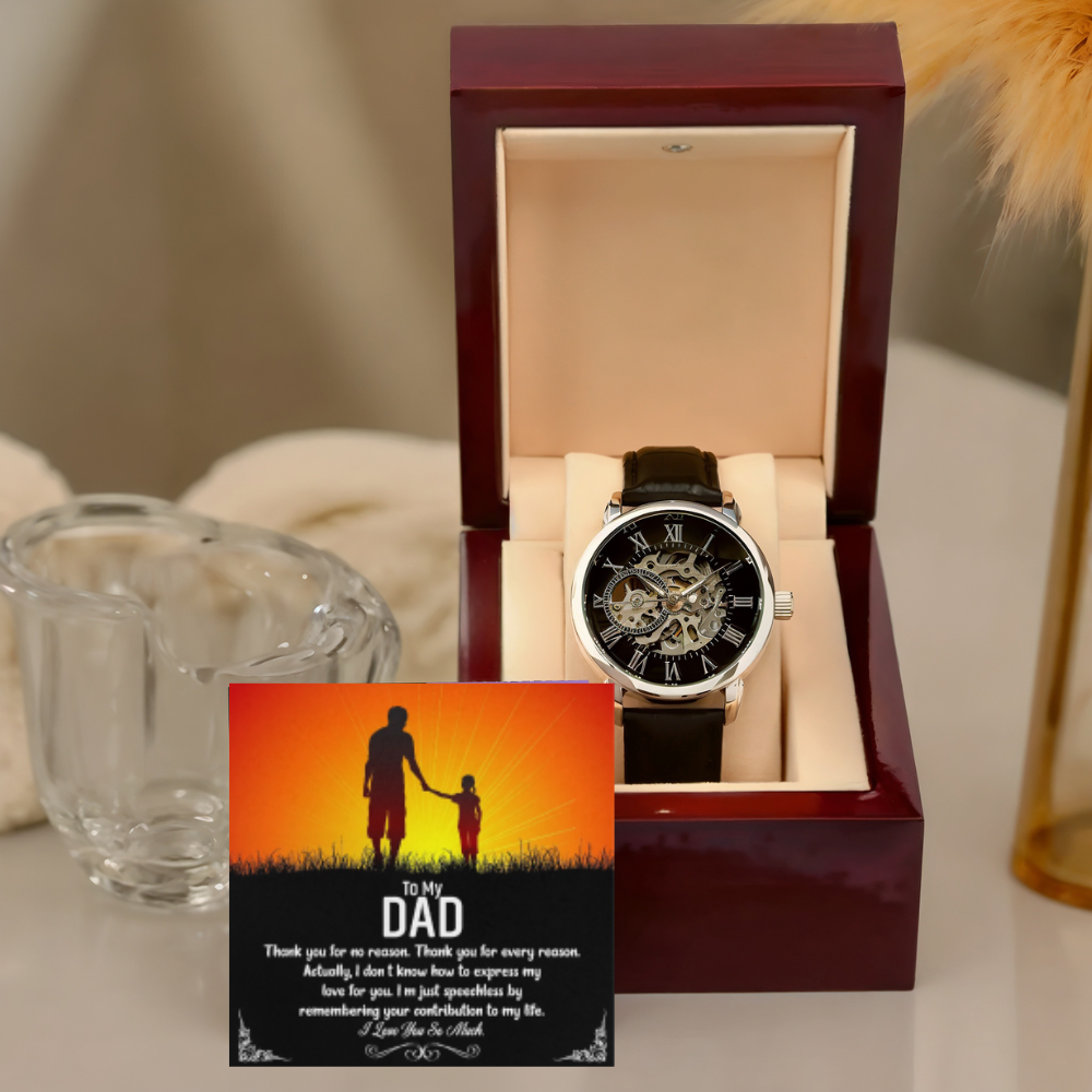 Men's Openwork Watch - Customize With DAD Messages