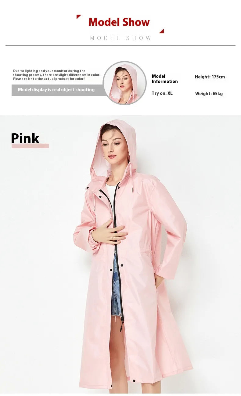 Fashion Trench Coat Raincoat Lightweight Breathable Solid Color Long Sleeve