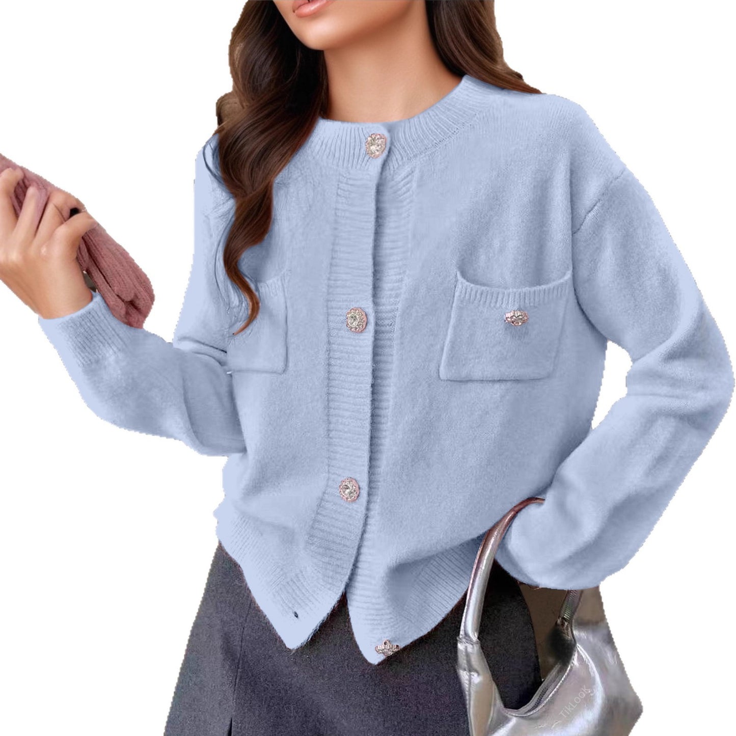 Women's Long-sleeved Knitted Cardigan Simple Coat