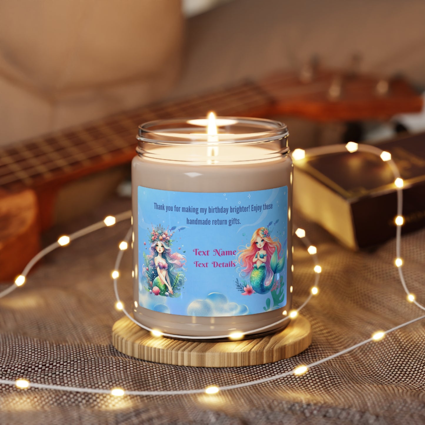 Scented Soy Candle, 9oz- Personalized  Mermaid Princess Gifts For Birthdays