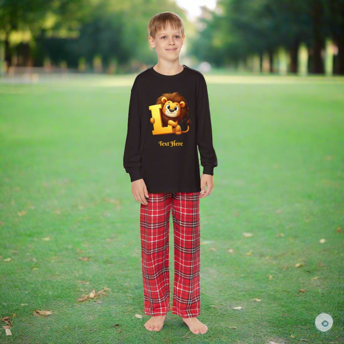 Youth Long Sleeve Holiday Outfit Set - Personalize With Cute Animal Letters