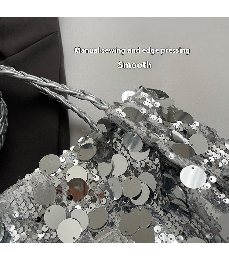 Large Sequin Personalized Woven Bag Shoulder Underarm Bag