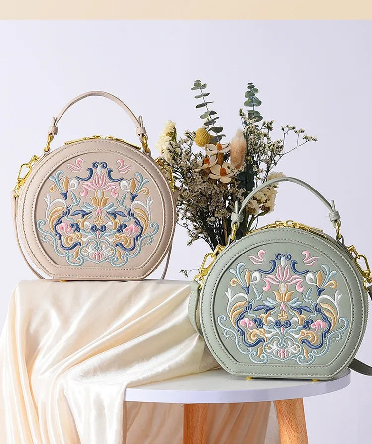 Literary Shoulder Bag National Style Small Crossbody Round Bag