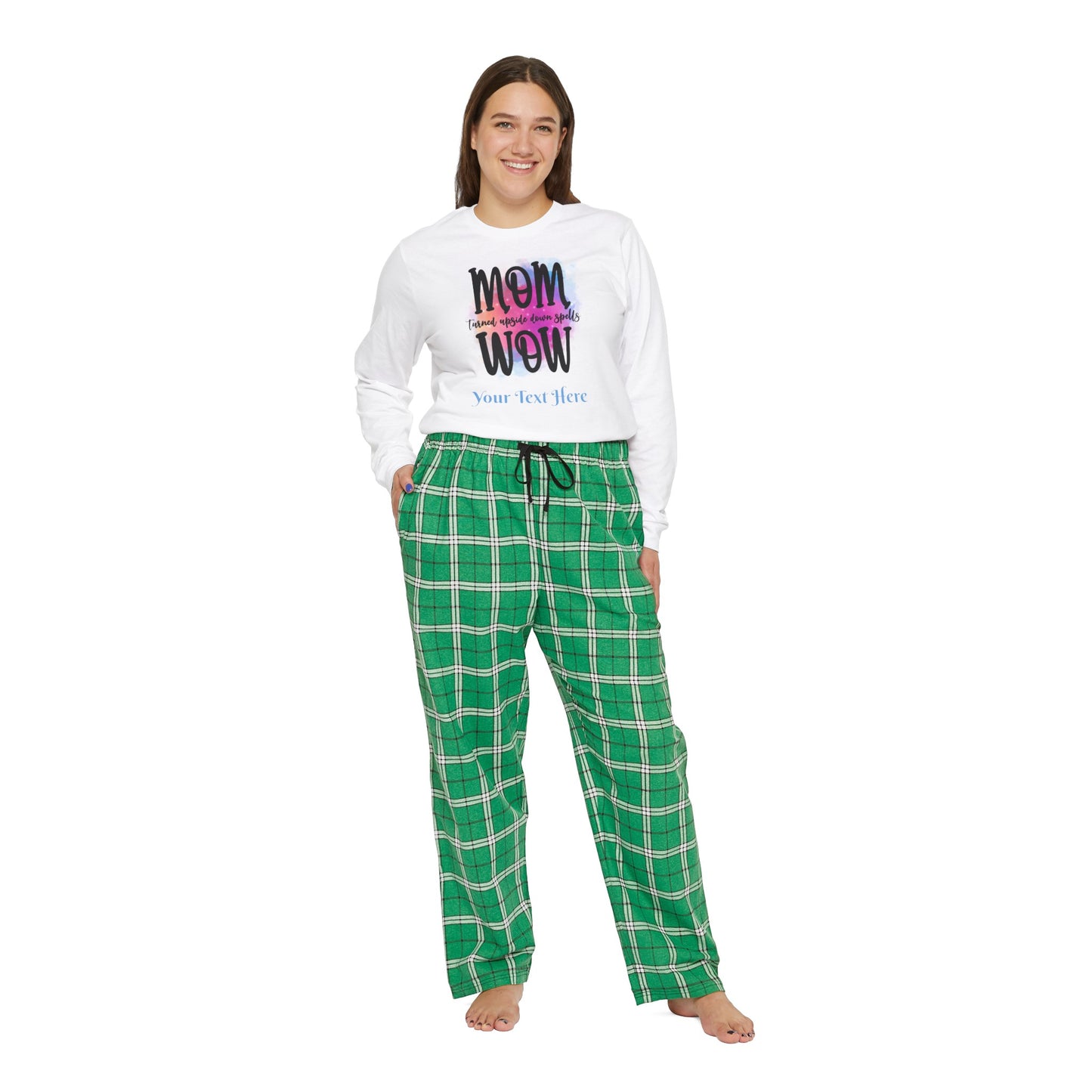 Women's Long Sleeve Pajama Set - Personalize With Colorful MOM Messages