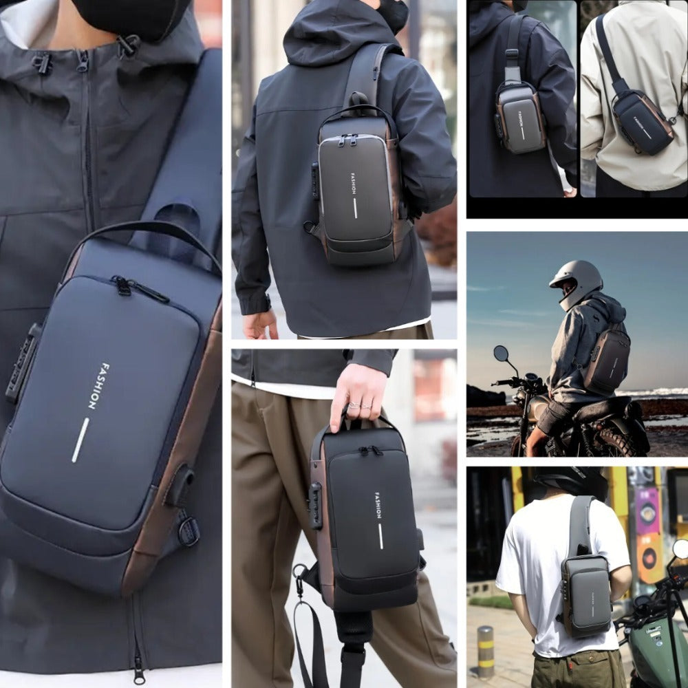 Men's Waterproof Motorcycle Chest Bag, Anti-Theft Shoulder Bag, Durable Oxford Fabric Outdoor Bag-FREE USA SHIPPING