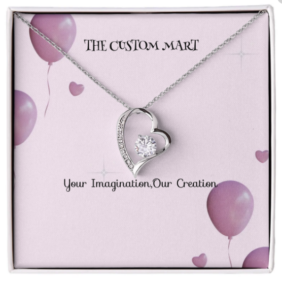 Forever Love Necklace - 14k white gold finish - Personalize With Birthday Themes