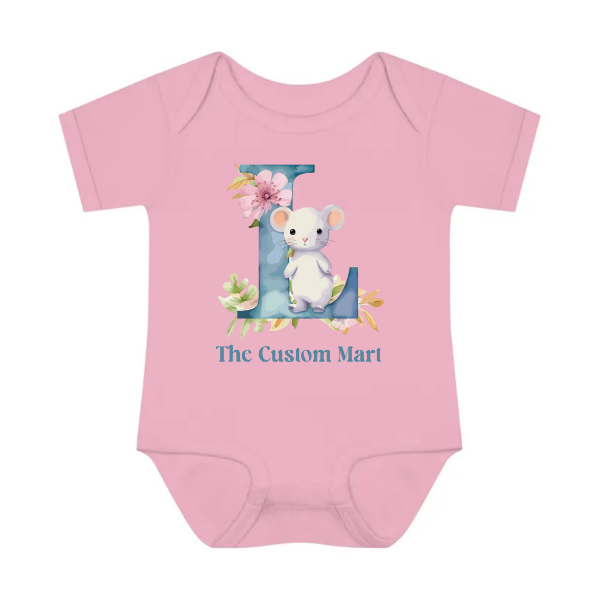 Infant Baby Rib Bodysuit - Personalize With Cute Floral Animal Letters