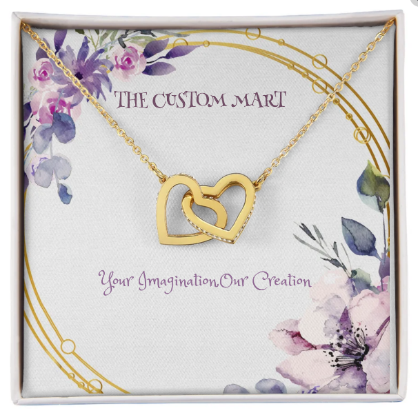 Interlocking Hearts Necklace - Personalize With Floral Designs