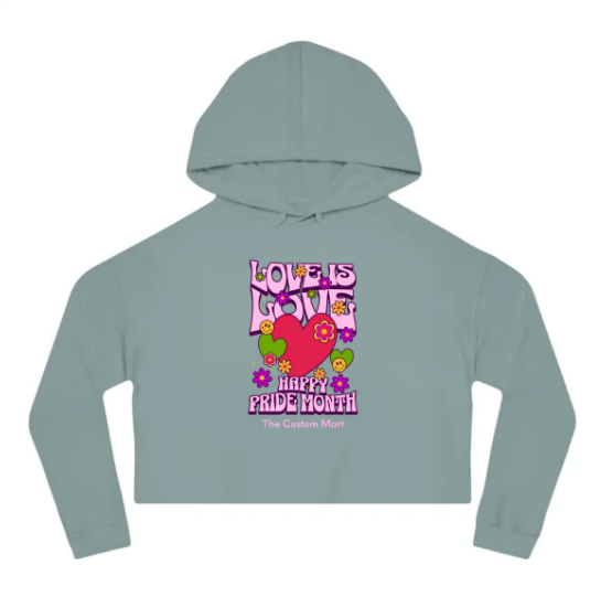 Women’s Cropped Hooded Sweatshirt - Personalize  With Valentine Themes