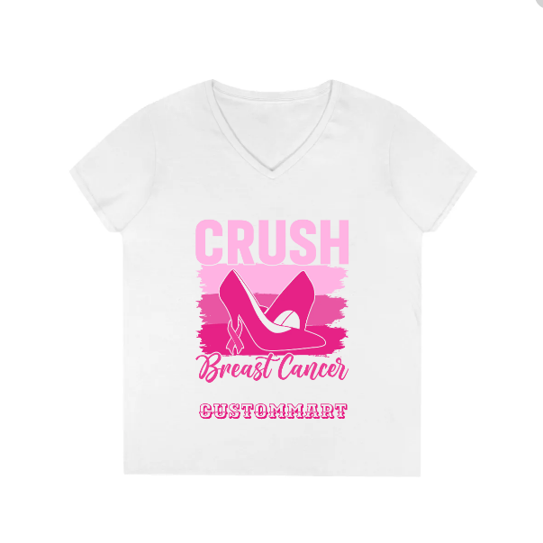 Ladies' V-Neck T-Shirt - Personalize With Breast Cancer Awareness Quotes