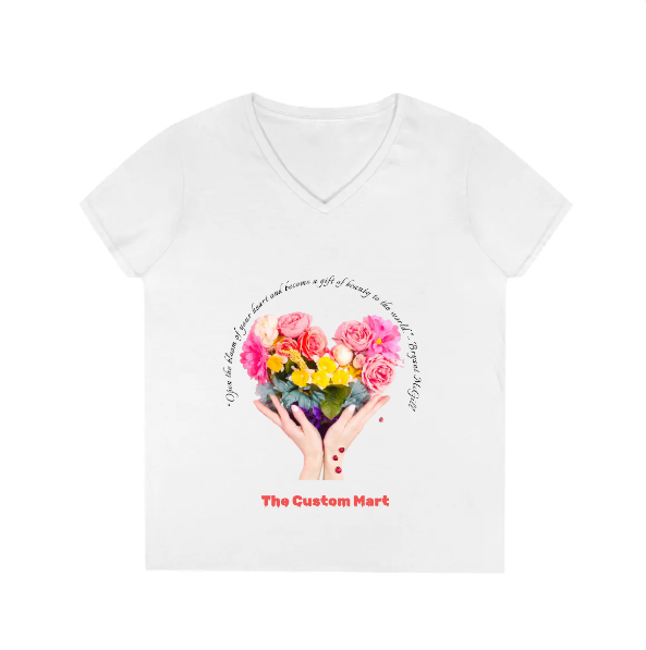 Ladies' V-Neck T-Shirt - Personalize With Valentine Themes