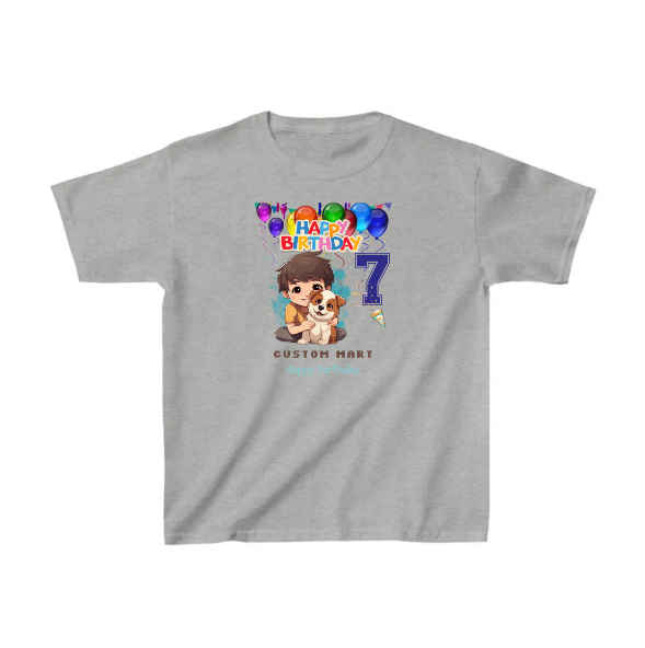 Kids Heavy Cotton™ Tee - Personalize With Birthday Themes