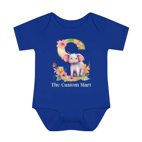 Infant Baby Rib Bodysuit - Personalize With Cute Floral Animal Letters