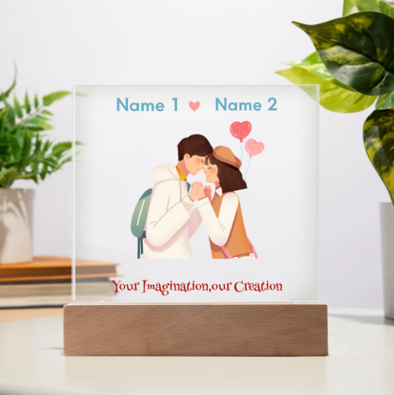 Acrylic Square Plaque - Personalize With Valentine Themes