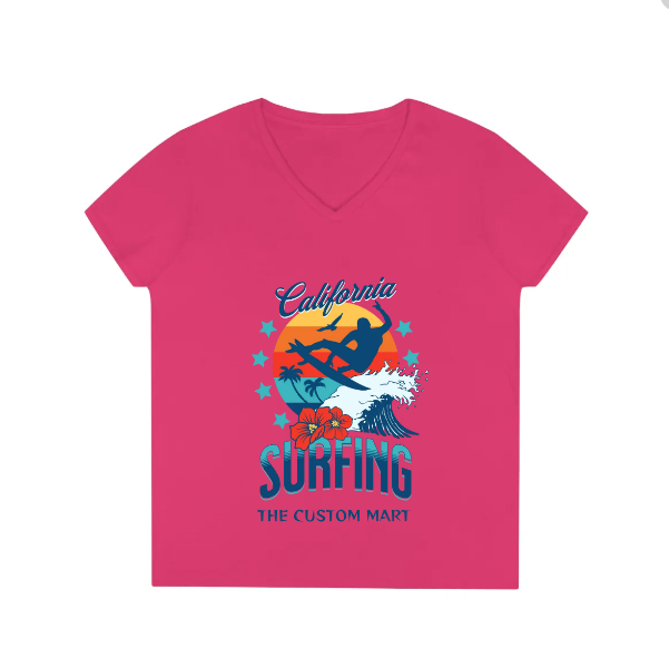 Ladies' V-Neck T-Shirt - Personalize With Beach Themes