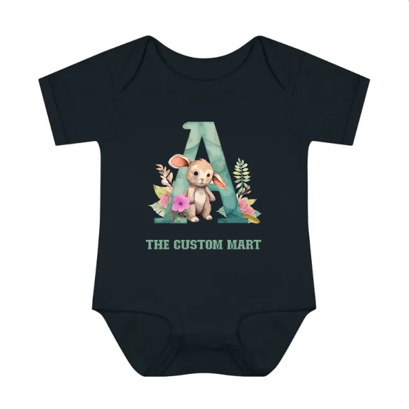 Infant Baby Rib Bodysuit - Personalize With Cute Floral Animal Letters