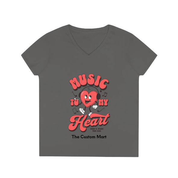 Ladies' V-Neck T-Shirt - Personalize With Valentine Themes