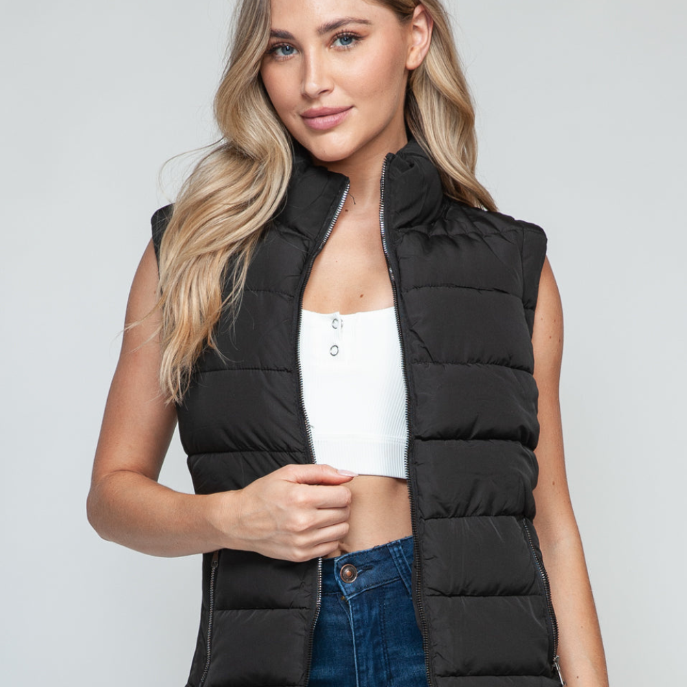 Snobbish Zip Up Turtleneck Vest with Pockets