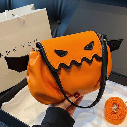 Funny Crossbody Bag Halloween Pumpkin Cartoon Shoulder Bags With Small Wings Creative Female Handbag