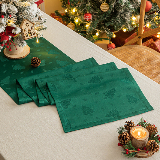 Christmas Table Runner Dark Jacquard Dining Table