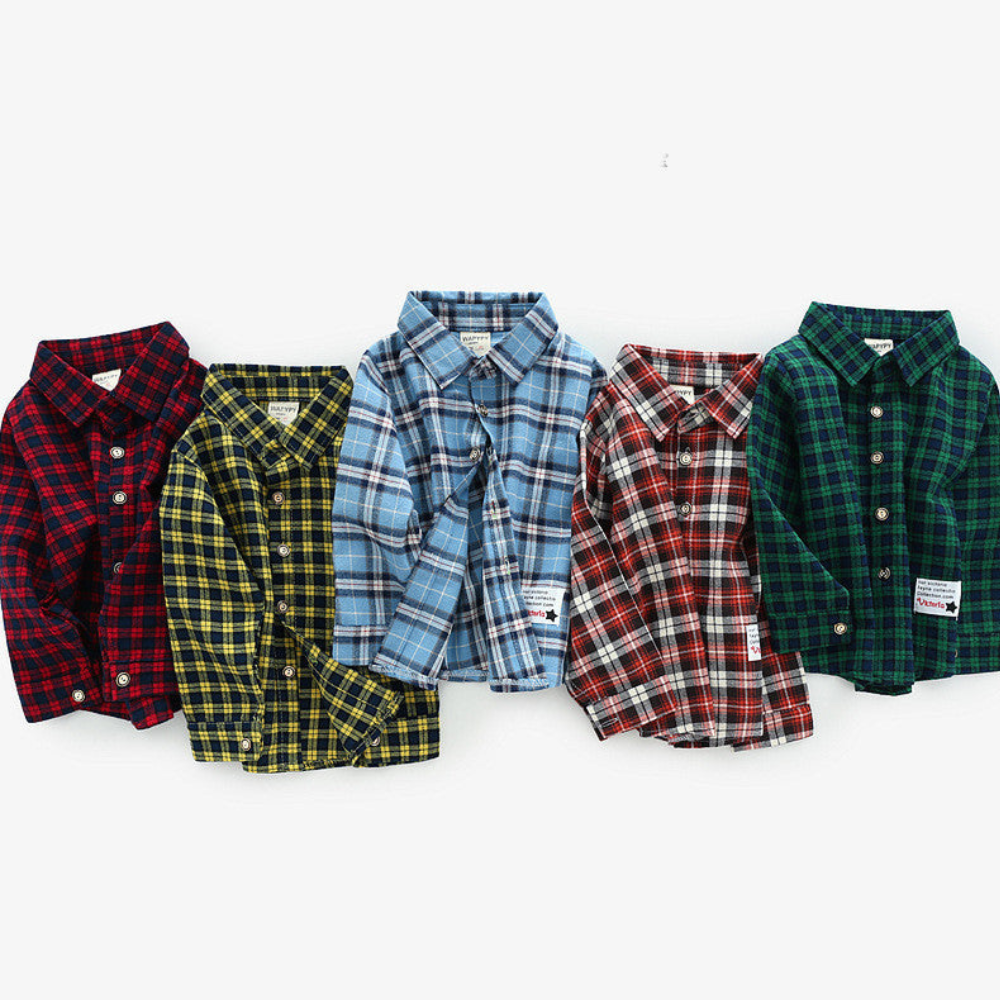 Fashion Cute Children's Plaid Shirt Long Sleeve Shirt