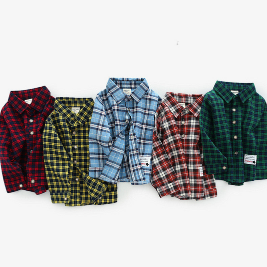 Fashion Cute Children's Plaid Shirt Long Sleeve Shirt