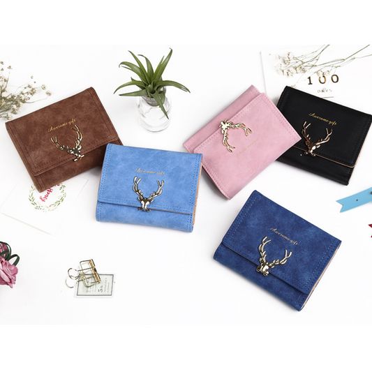 Wallet female cartoon deer short paragraph   wallet PU coin purse student small hand bag card package